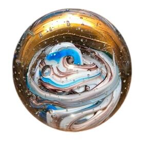 Dynasty‎ Gallery Blue Purple Swirl Glass Paperweight
